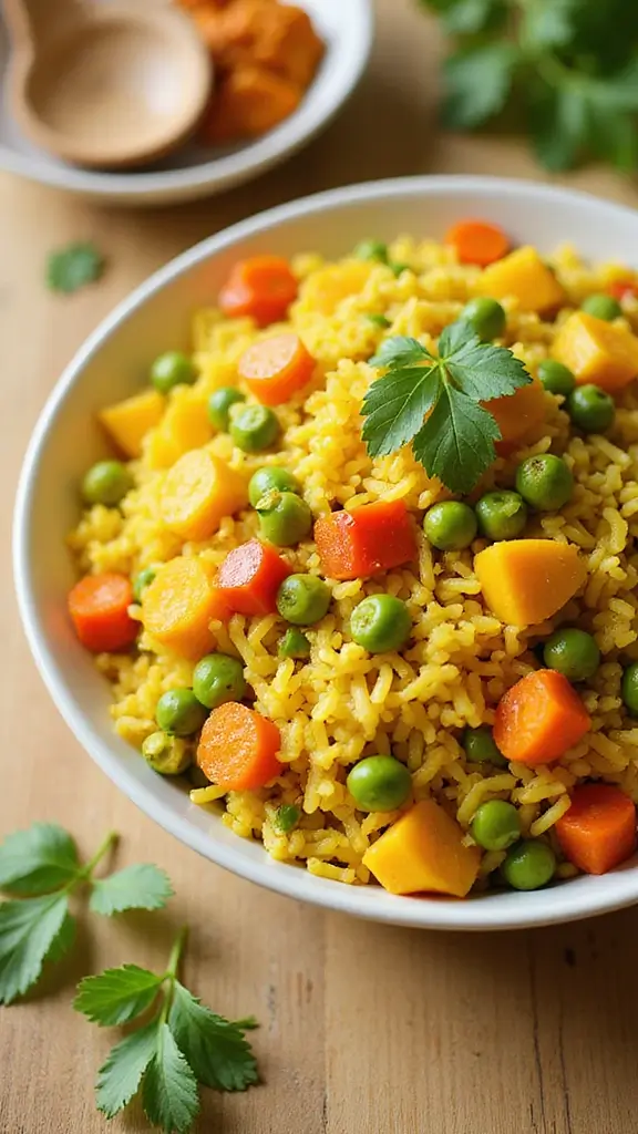 10 Colorful and Aromatic Yellow Rice Recipes That Are Easy to Cook - 4. Vegetable-Loaded Yellow Rice
