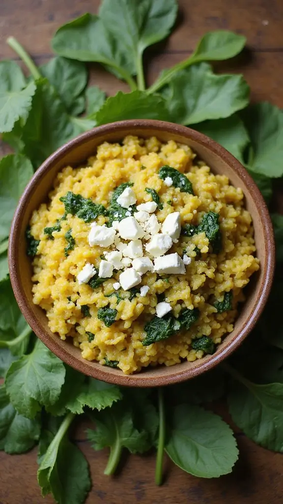 10 Colorful and Aromatic Yellow Rice Recipes That Are Easy to Cook - 7. Spinach and Feta Yellow Rice