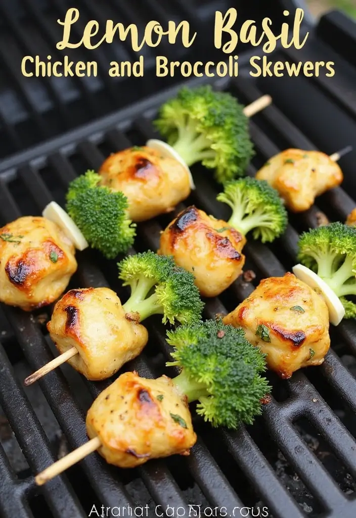 10 Healthy and Delicious Chicken with Broccoli Recipes - 4. Lemon Basil Chicken and Broccoli Skewers