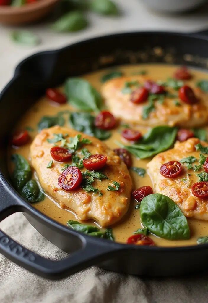 Best Recipes for Dinner with Chicken That Everyone Will Enjoy - 2. Creamy Tuscan Chicken Skillet