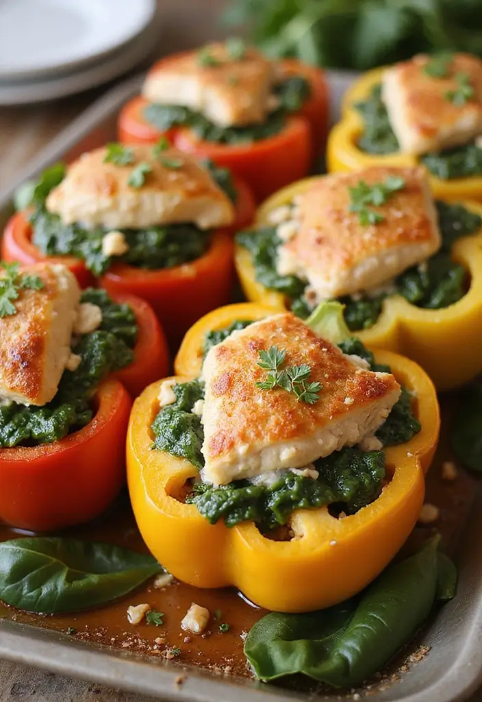 Chicken with Spinach Recipes Packed with Flavor and Nutrition - 7. Chicken and Spinach Stuffed Peppers