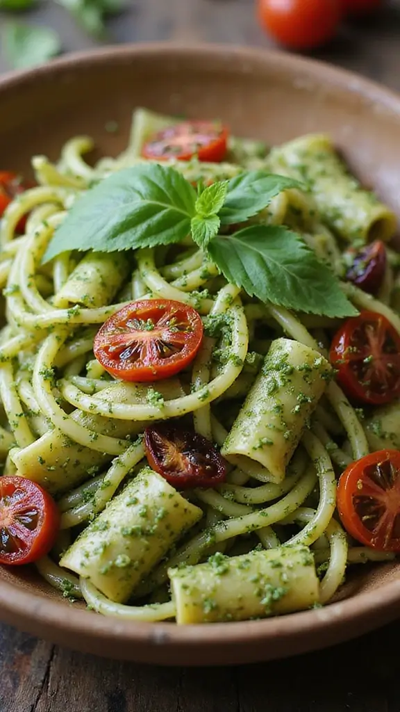 Colorful and Flavorful: Easy Italian Pasta Salad Recipes for Meal Prep - 5. Pesto Pasta Salad with Sun-Dried Tomatoes