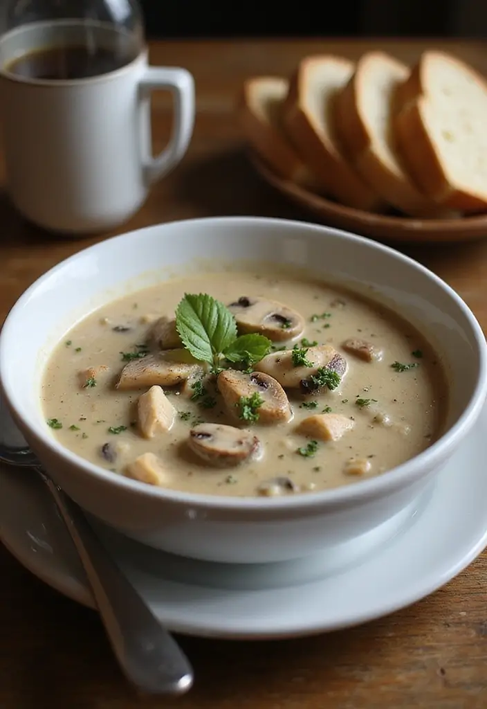 Comforting Recipes with Chicken Broth to Warm Your Soul - 4. Creamy Chicken and Mushroom Soup