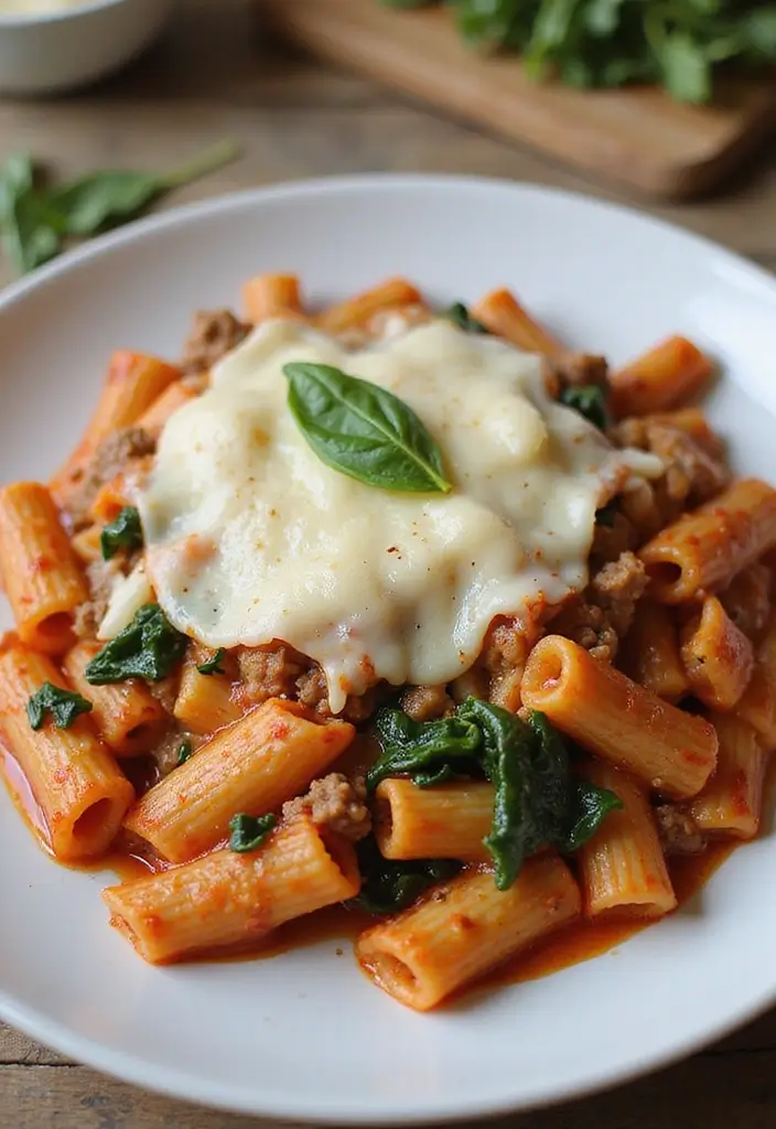 Crockpot Recipes with Ground Beef for Stress-Free Meals - 7. Ground Beef and Spinach Pasta Bake