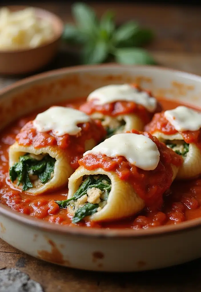 Easy Recipes with Chicken You Can Make in 30 Minutes - 13. Chicken and Spinach Stuffed Shells