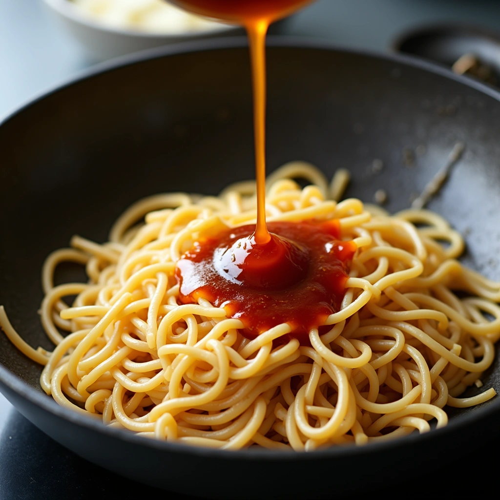 Garlic Noodles Recipe: Quick and Flavorful - Step 5: Add Soy Sauce and Oyster Sauce