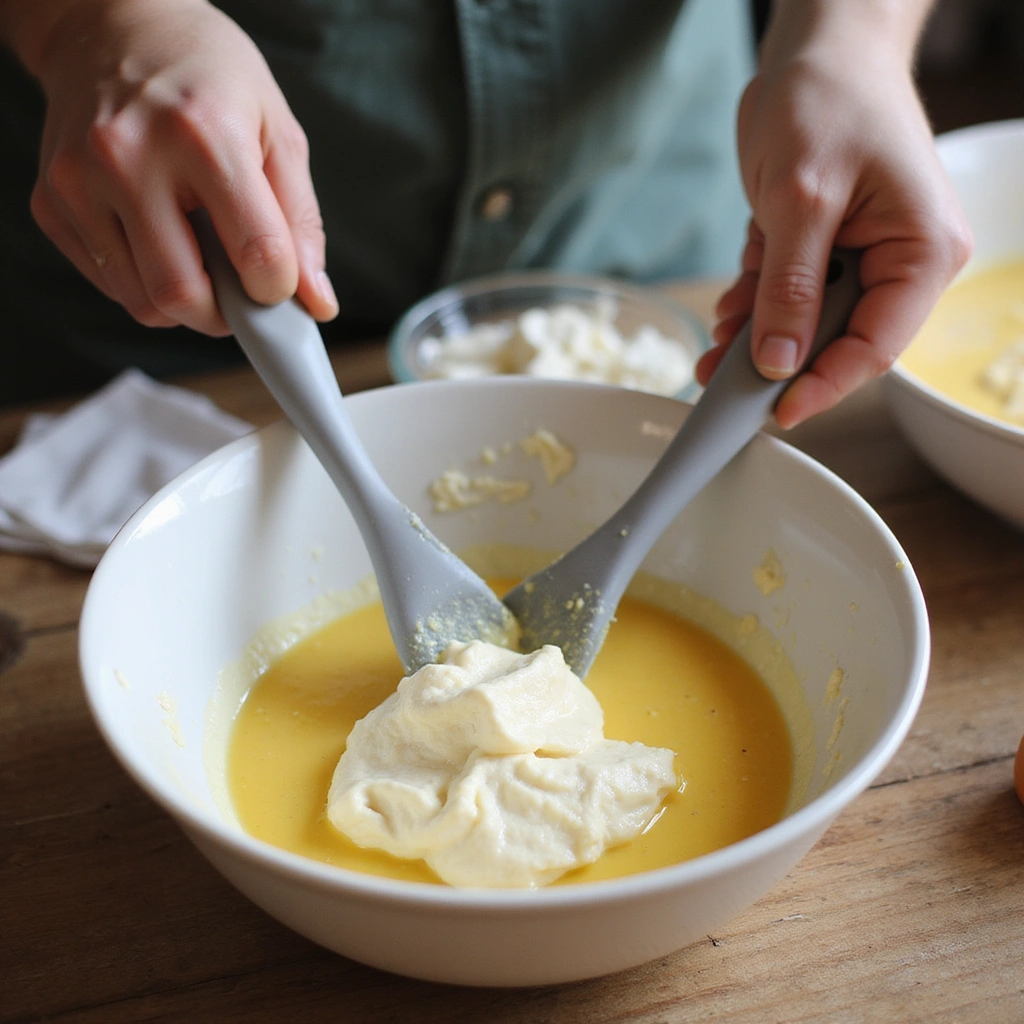 Light and Fluffy Cloud Bread Recipe - Step 4: Fold Mixtures Together