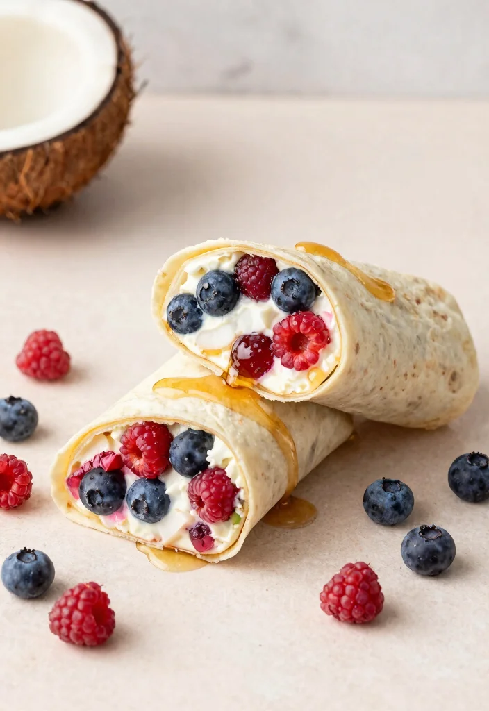 16 Healthy Breakfast Burritos for Freezer Meal Prep - 13. Coconut and Berry Breakfast Burrito 1