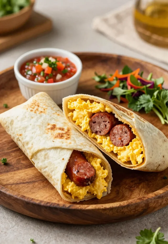 16 Healthy Breakfast Burritos for Freezer Meal Prep - 7. Breakfast Sausage and Egg Burrito 1