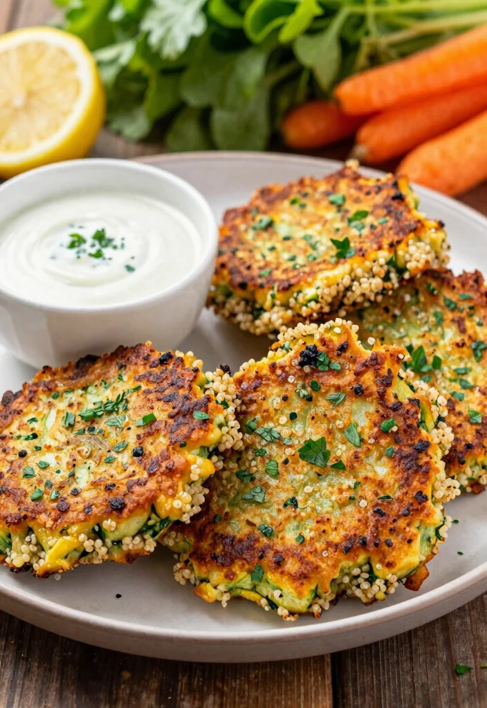 17 Crispy Vegan Zucchini Fritters (Baked plus Air Fryer Options) - 8. Quinoa & Zucchini Fritters 1