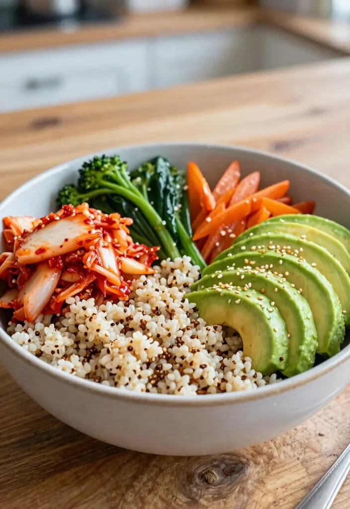 17 Homemade Vegan Kimchi Recipes (No Fish Sauce) - 15. Kimchi Quinoa Bowl 1