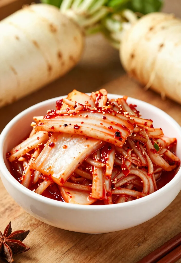 17 Homemade Vegan Kimchi Recipes (No Fish Sauce) - 2. Spicy Daikon Radish Kimchi 1
