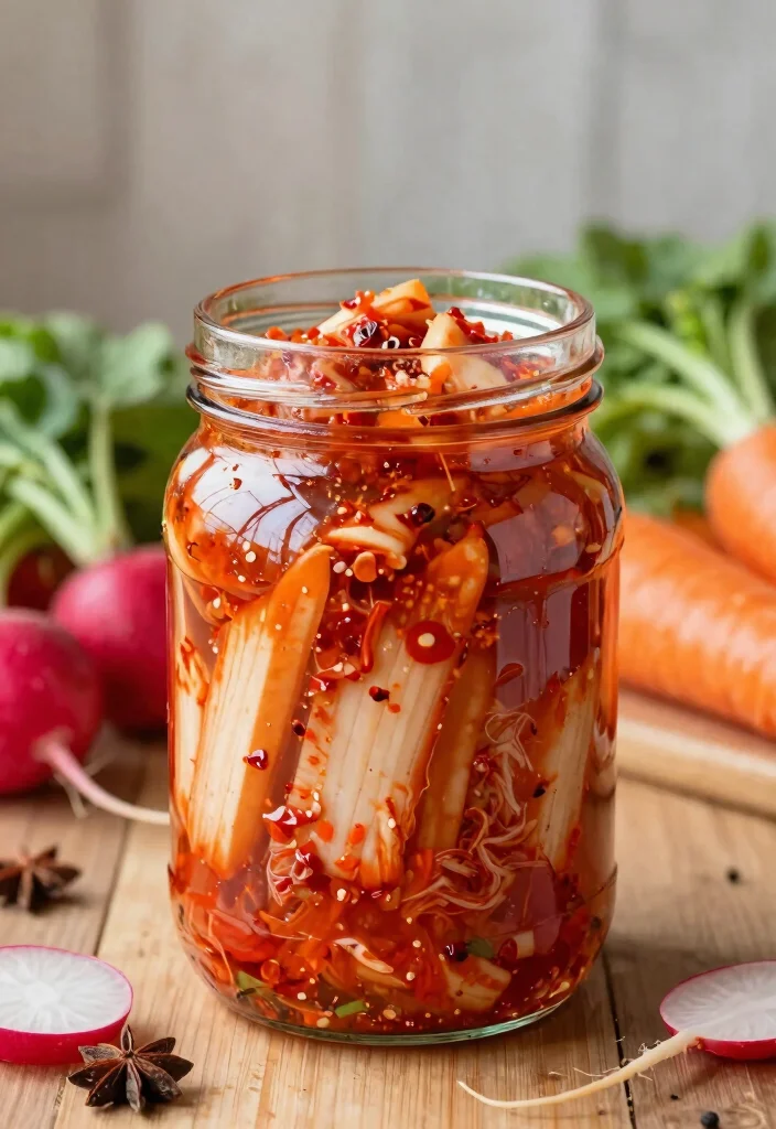 17 Homemade Vegan Kimchi Recipes (No Fish Sauce) - 4. Radish and Carrot Kimchi 1