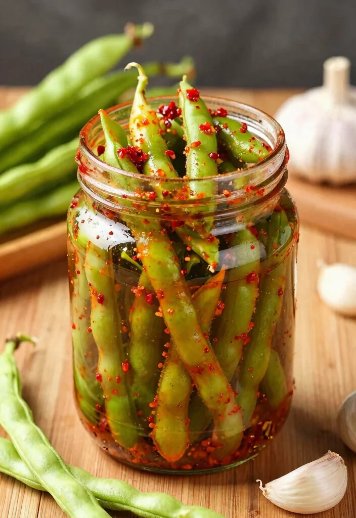 17 Homemade Vegan Kimchi Recipes (No Fish Sauce) - 6. Spicy Green Bean Kimchi 1