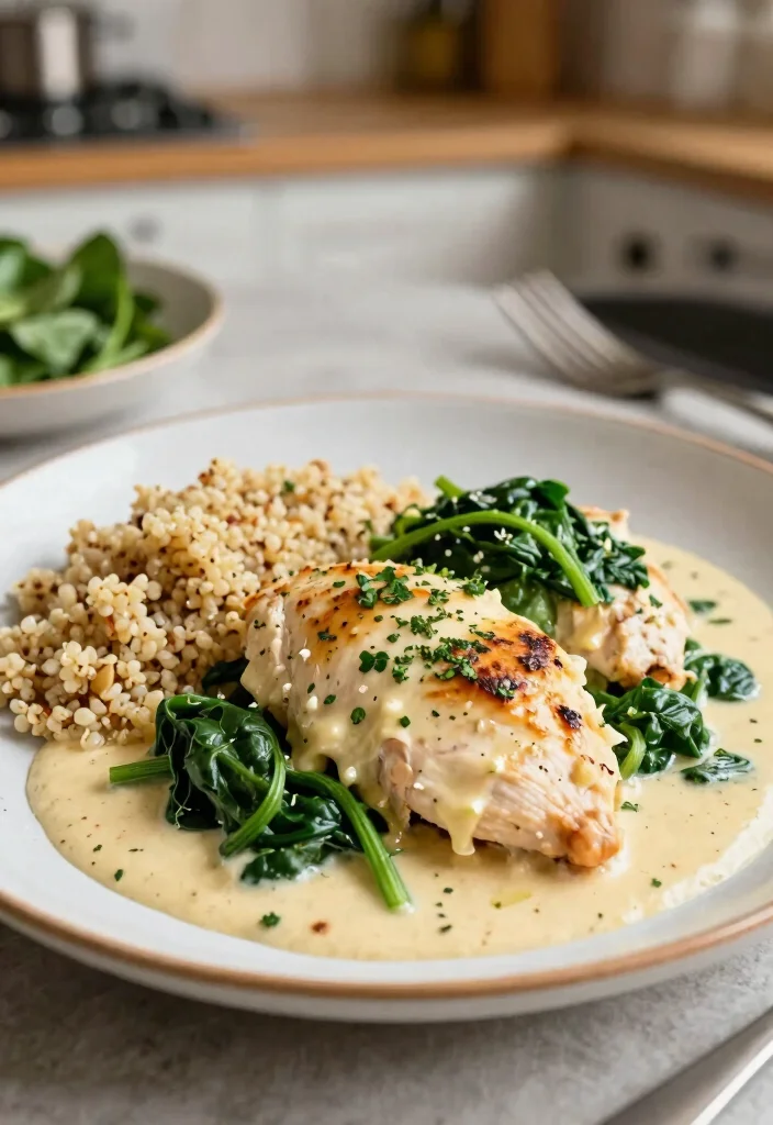 18 High-Protein Freezer Meals for Healthy Eating - 13. Creamy Garlic Chicken with Spinach 1