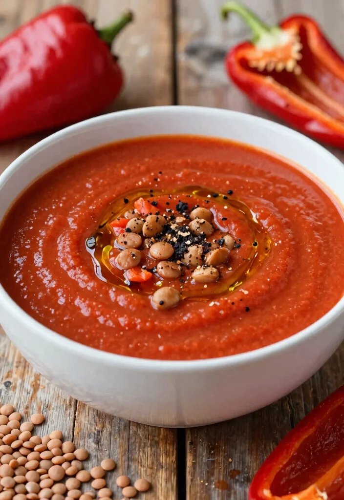 18 High-Protein Vegan Soups You Won't Believe Are Plant-Based - 7. Roasted Red Pepper & Lentil Soup 1