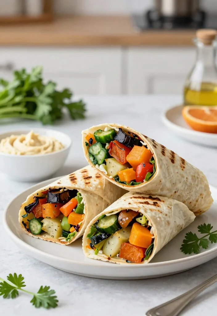 20 Easy Vegan Meal Prep Recipes to Save Time and Money - 12. Roasted Veggie Wraps 1