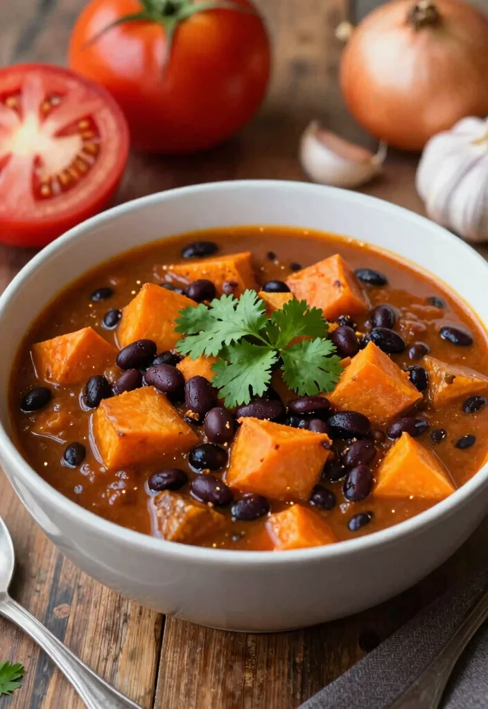 20 Easy Vegan Meal Prep Recipes to Save Time and Money - 3. Sweet Potato and Black Bean Chili 1