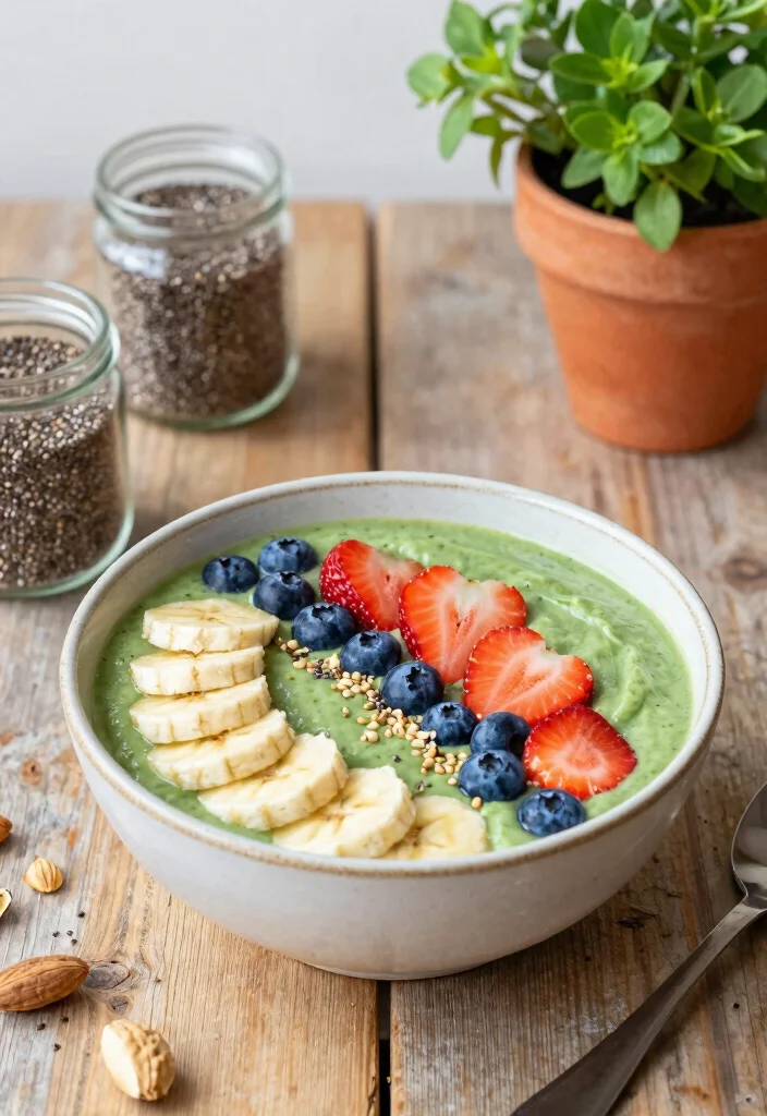20 Gluten-Free Vegan Breakfast Recipes to Start Right - 1. Creamy Green Smoothie Bowl 1