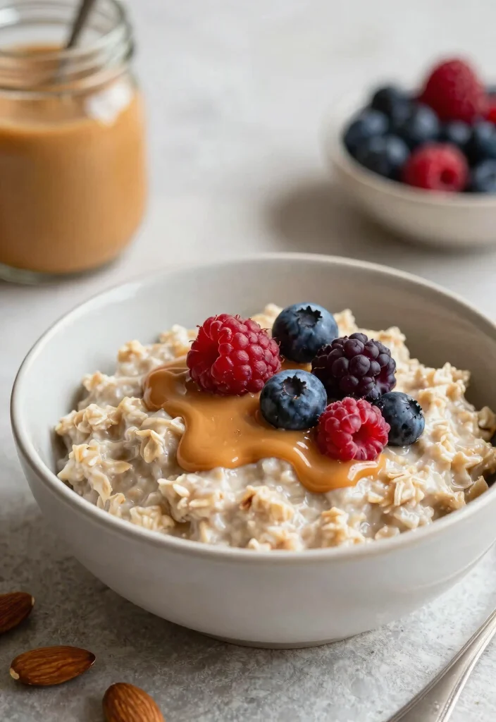 20 Healthy High-Protein Vegan Recipes for Strong Bodies - 13. Almond Butter Oatmeal 1