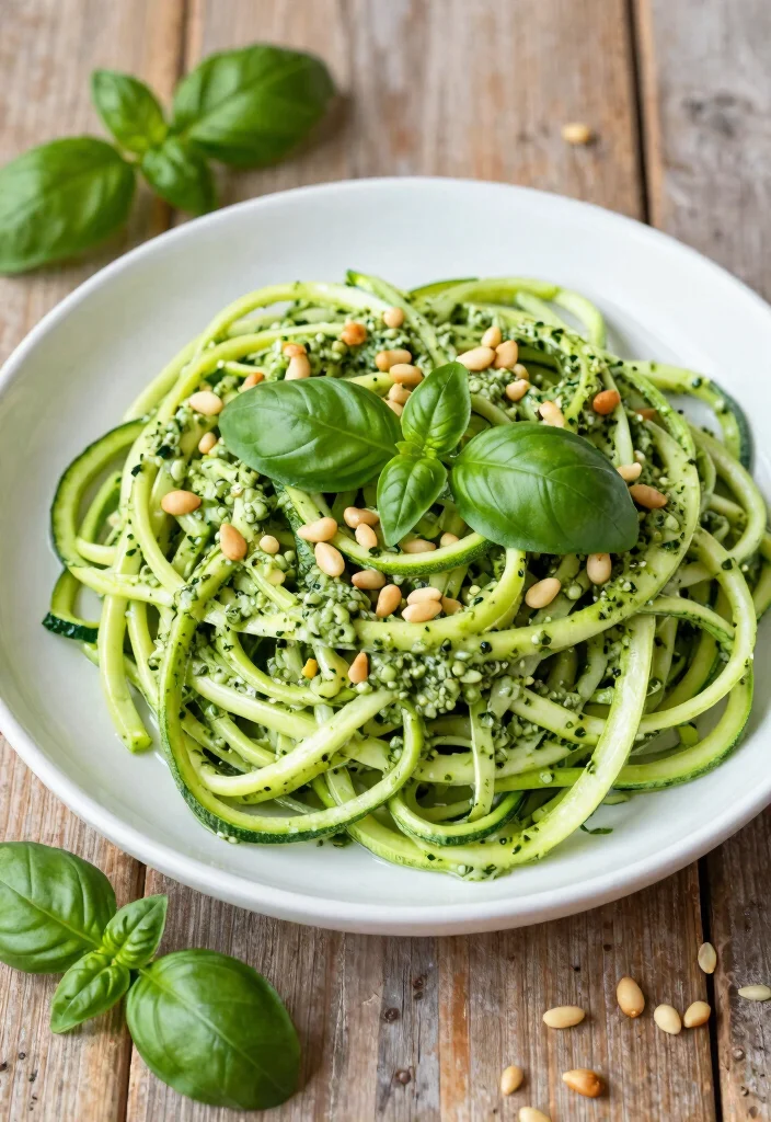 20 Healthy High-Protein Vegan Recipes for Strong Bodies - 14. Zucchini Noodles with Pesto 1