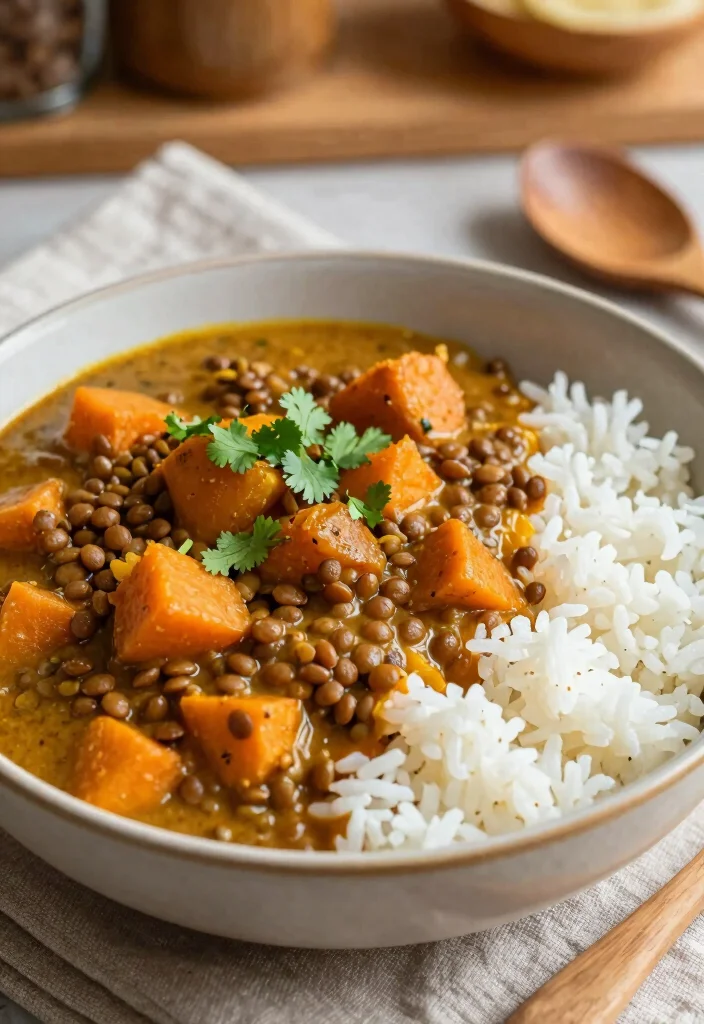 20 Healthy High-Protein Vegan Recipes for Strong Bodies - 2. Lentil and Sweet Potato Curry 1