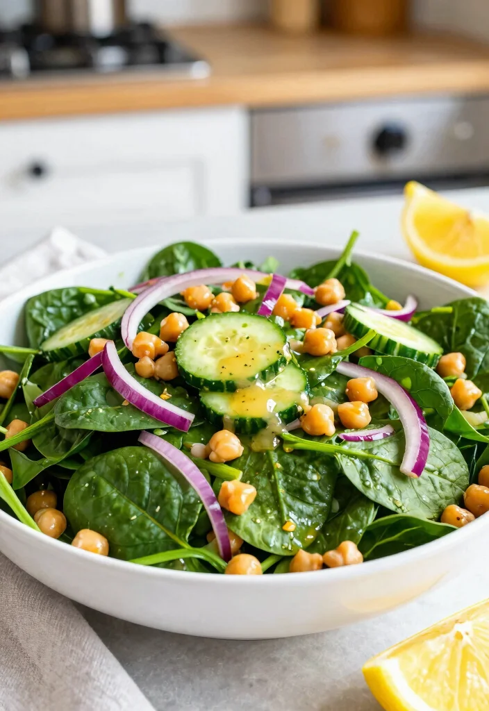 20 Healthy High-Protein Vegan Recipes for Strong Bodies - 8. Spinach and Chickpea Salad 1