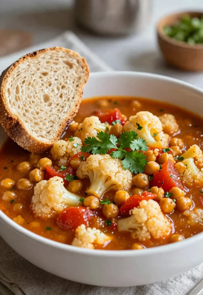 20 Healthy High-Protein Vegan Recipes for Strong Bodies - 9. Cauliflower and Chickpea Stew 1