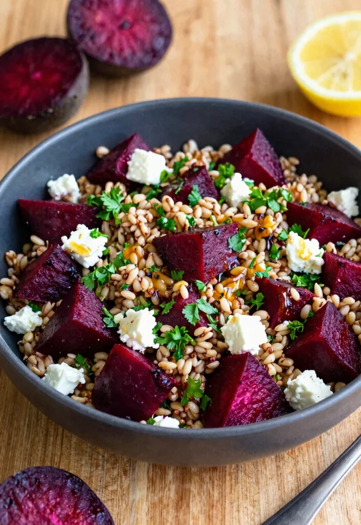 20 High-Protein Vegan Salads for a Filling Meal - 10. Roasted Beet & Barley Salad 1