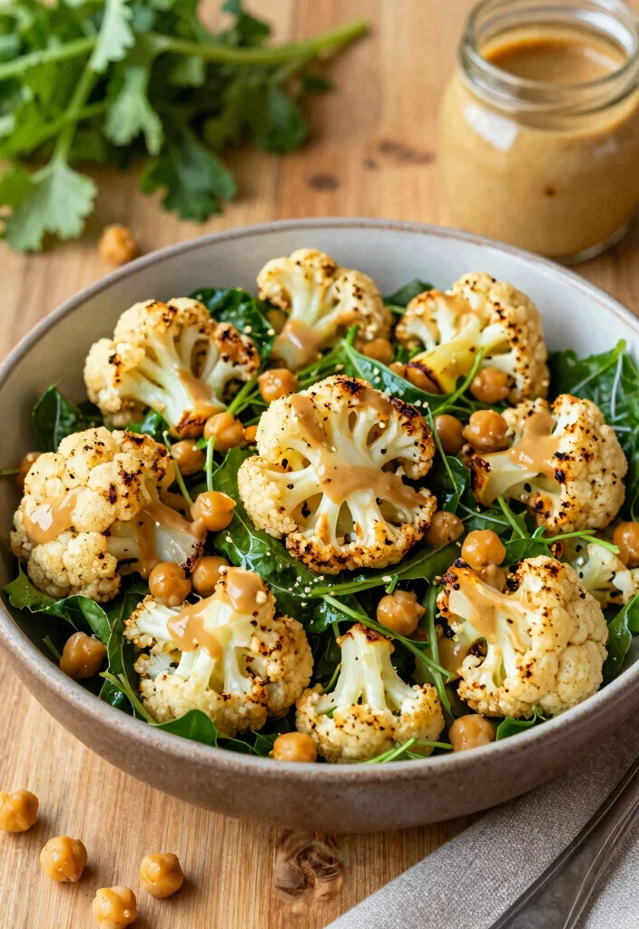 20 High-Protein Vegan Salads for a Filling Meal - 14. Roasted Cauliflower & Chickpea Salad 1