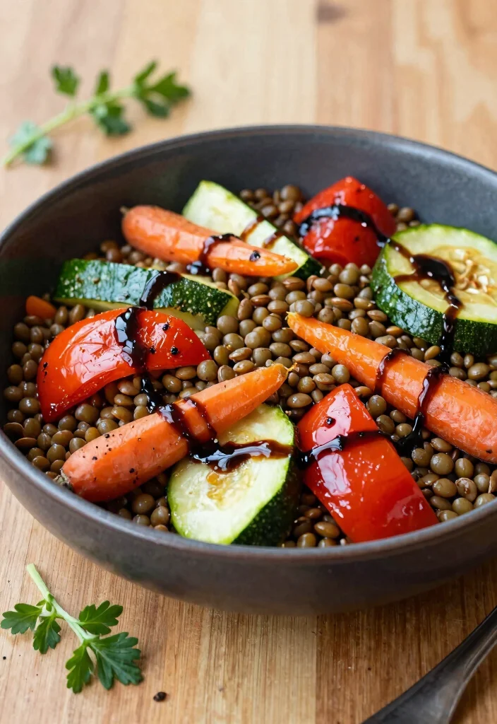 20 High-Protein Vegan Salads for a Filling Meal - 3. Lentil & Roasted Vegetable Salad 1