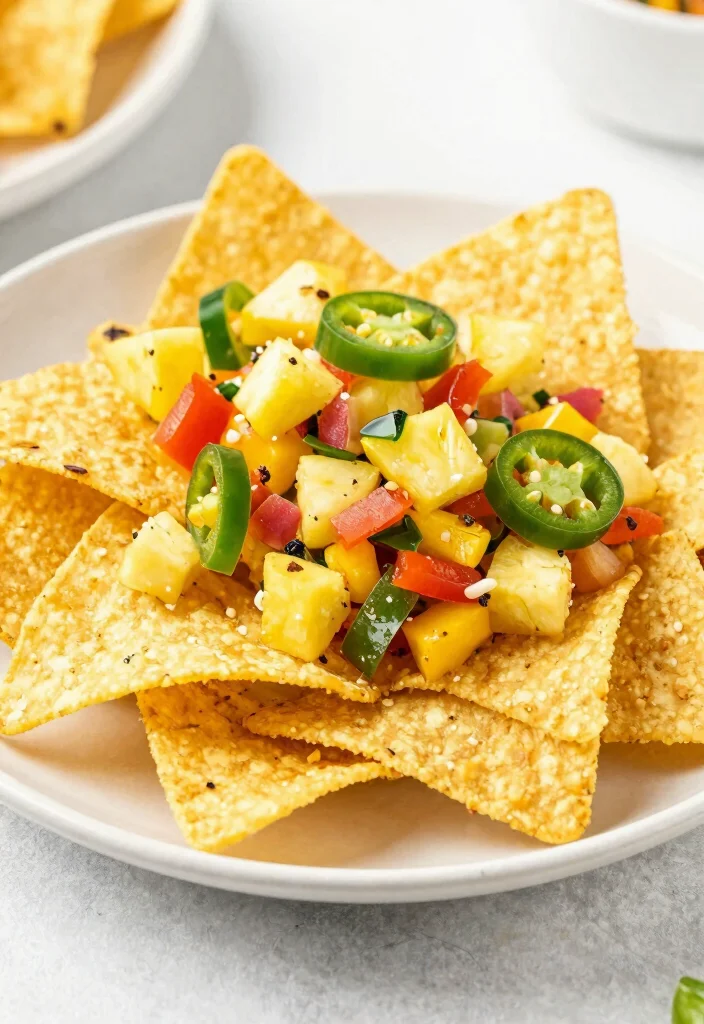 20 Loaded Vegan Nachos Recipes with Plant-Based Cheese - 15. Vegan Nachos with Sweet and Spicy Pineapple Salsa 1