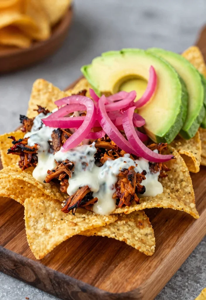 20 Loaded Vegan Nachos Recipes with Plant-Based Cheese - 4. BBQ Jackfruit Nachos 1