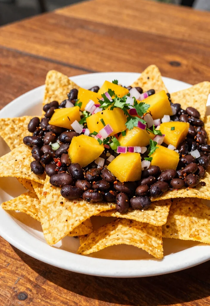 20 Loaded Vegan Nachos Recipes with Plant-Based Cheese - 6. Caribbean Jerk Nachos with Mango Salsa 1