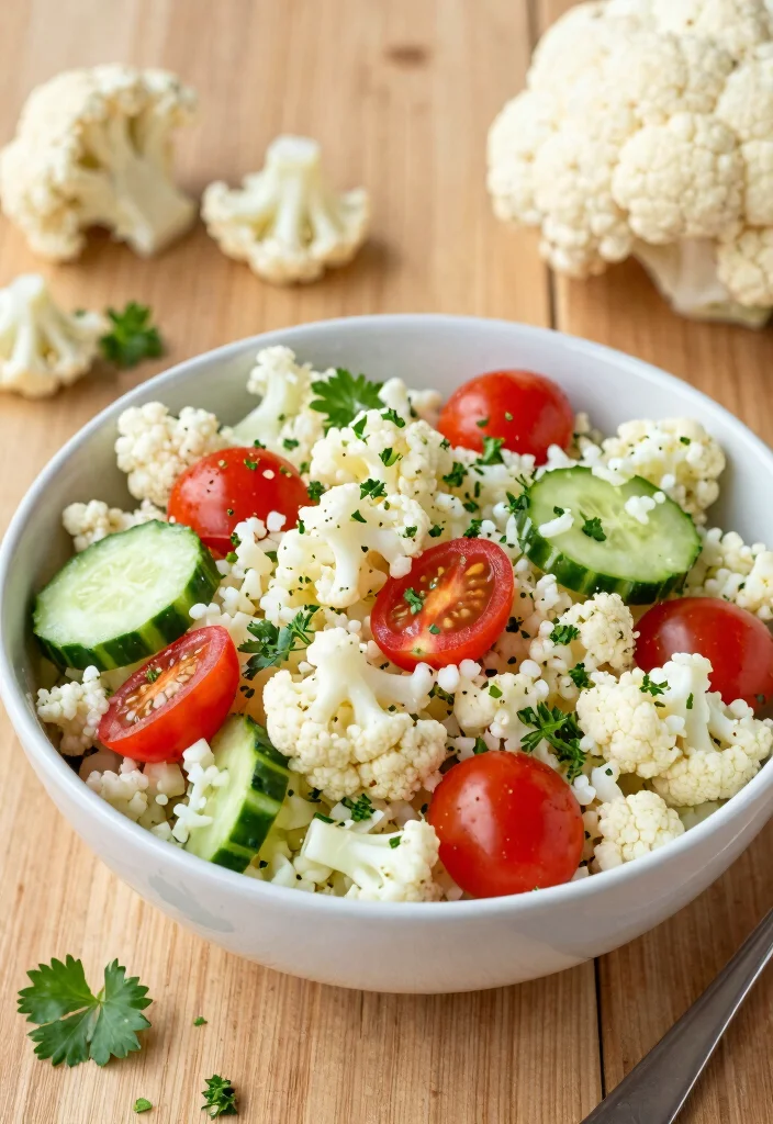 20 Raw Vegan Recipes You Can Make in 20 Minutes - 20. Raw Vegan Cauliflower Rice Salad 1