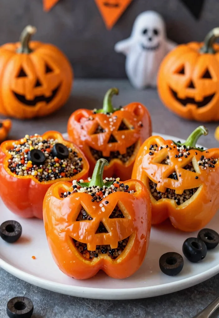 20 Spooky Vegan Halloween Treats Kids and Adults Love - 12. Spooky Stuffed Peppers 1