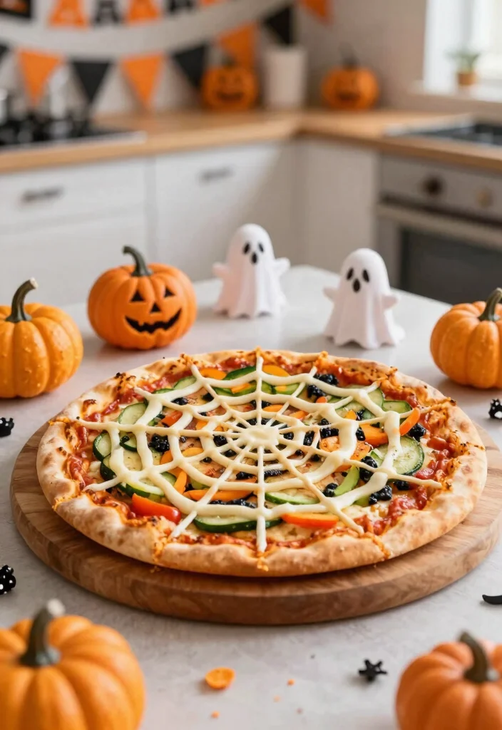 20 Spooky Vegan Halloween Treats Kids and Adults Love - 4. Spider Web Pizza 1