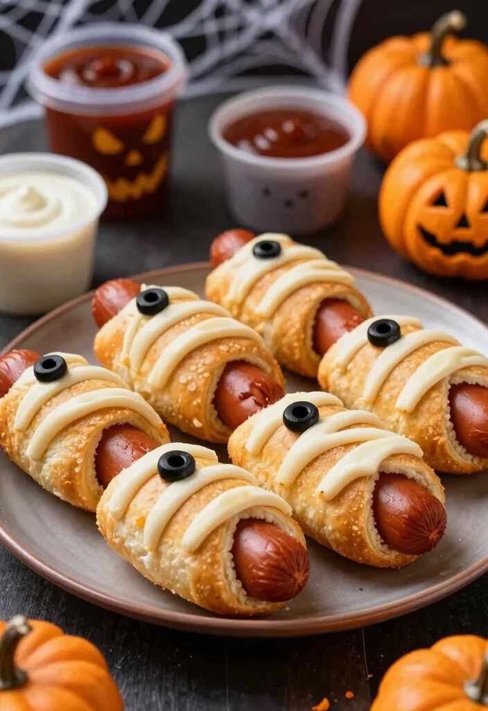 20 Spooky Vegan Halloween Treats Kids and Adults Love - 5. Mummy Hot Dogs 1