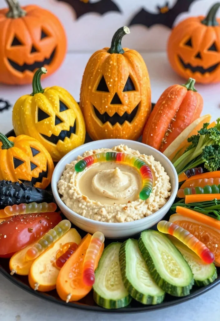 20 Spooky Vegan Halloween Treats Kids and Adults Love - 8. Creepy Crawly Veggie Platter 1