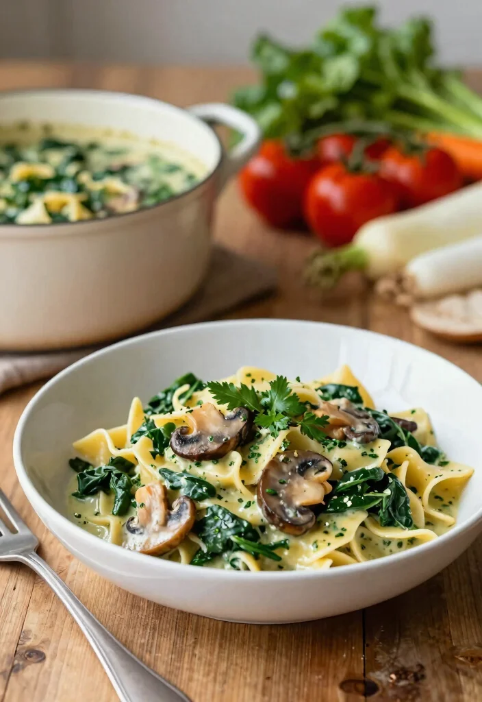 20 Vegan Freezer Meals for Easy Make-Ahead Dinners - 1. Creamy Vegan Spinach and Mushroom Pasta 1
