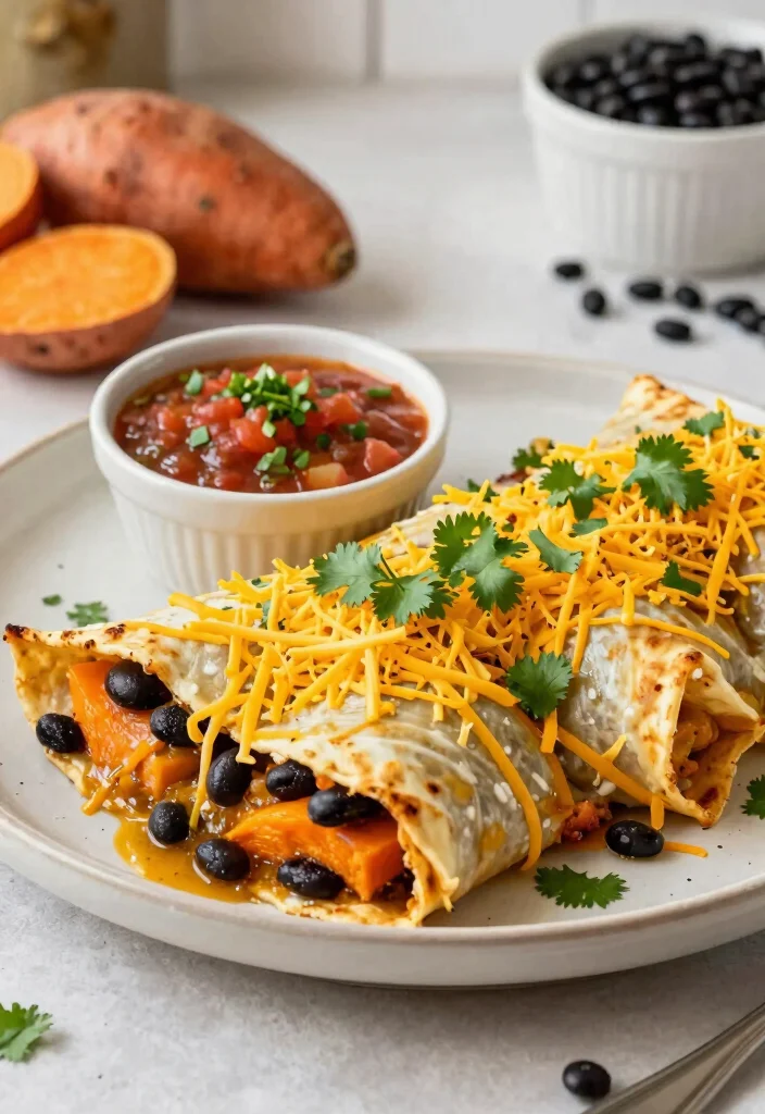 20 Vegan Freezer Meals for Easy Make-Ahead Dinners - 6. Sweet Potato and Black Bean Enchiladas 1