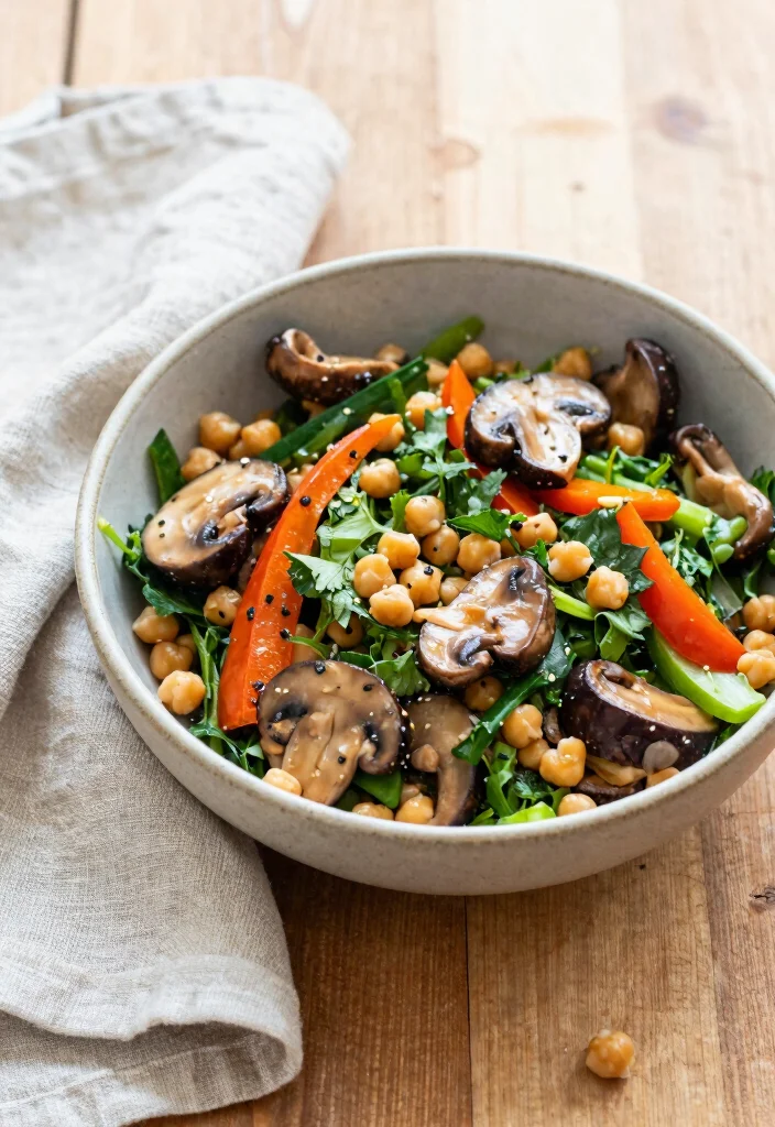 20 Vegan Mushroom Recipes: Soups, Pasta and Main Dishes - 20. Vegan Mushroom and Chickpea Salad 1