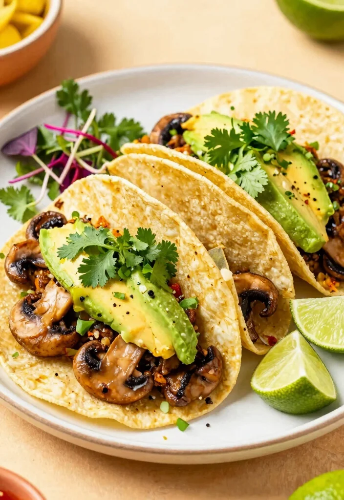 20 Vegan Mushroom Recipes: Soups, Pasta and Main Dishes - 6. Vegan Mushroom Tacos 1