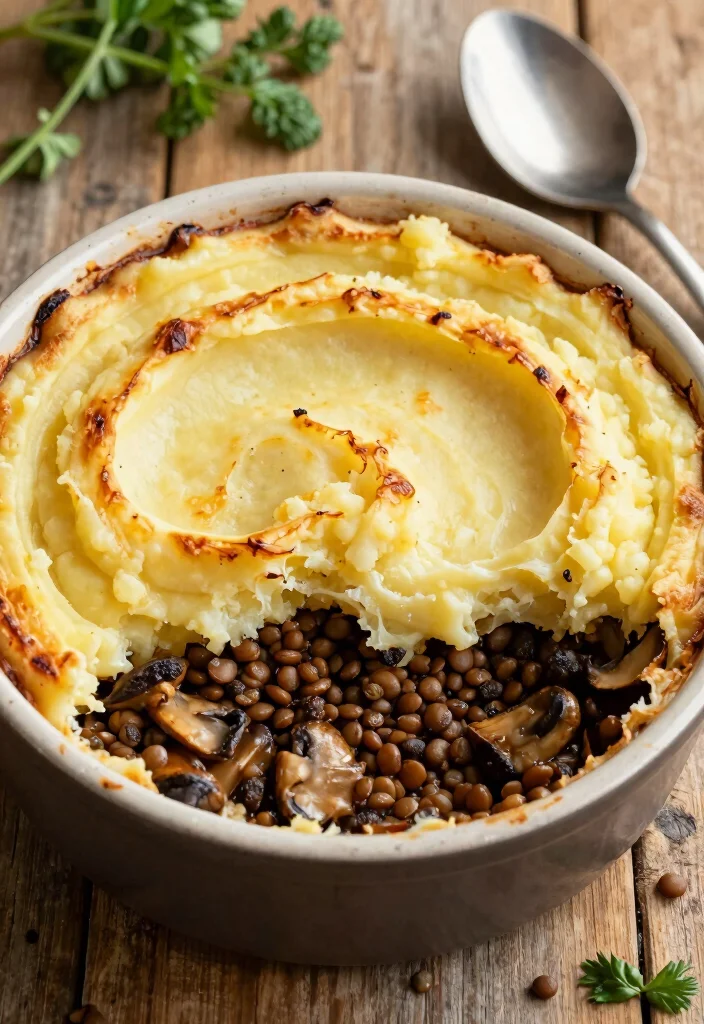 20 Vegan Mushroom Recipes: Soups, Pasta and Main Dishes - 7. Mushroom and Lentil Shepherd's Pie 1