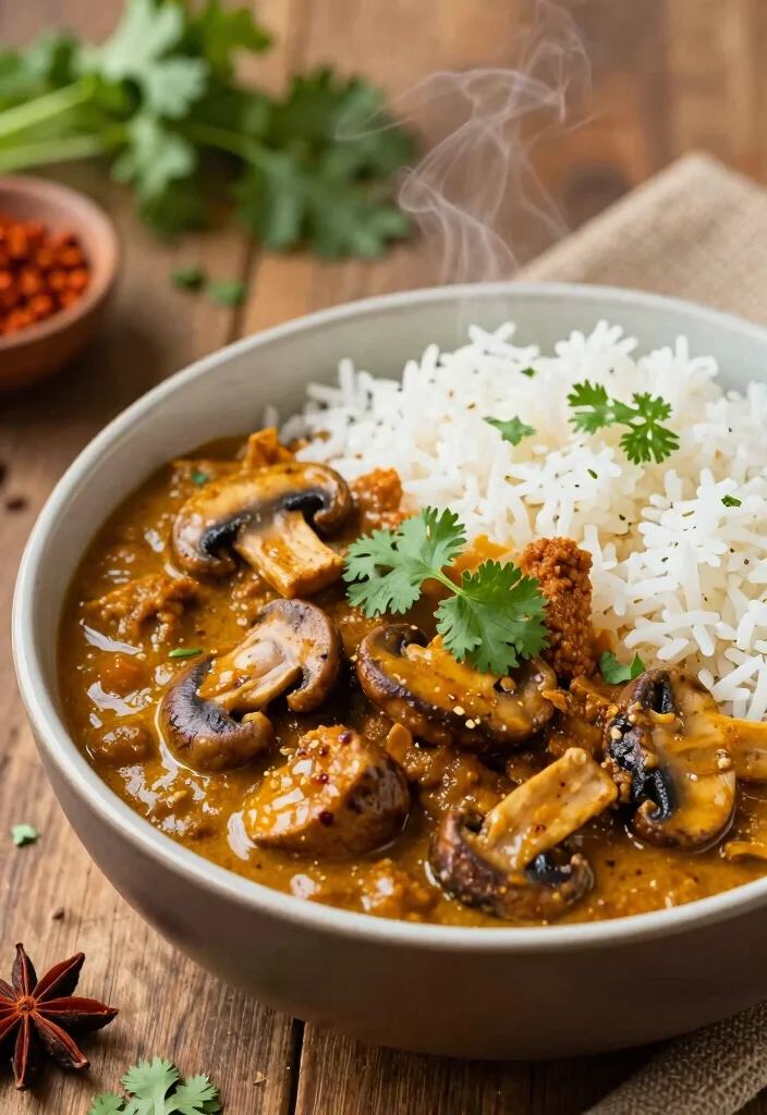 20 Vegan Mushroom Recipes: Soups, Pasta and Main Dishes - 8. Vegan Mushroom Curry 1