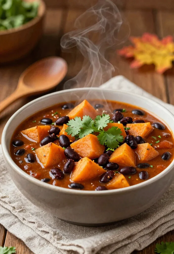 20 Vegan Thanksgiving Main Dishes That Impress Every Guest - 6. Spicy Sweet Potato and Black Bean Chili 1